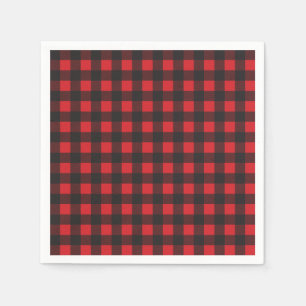 Black and Red Buffalo Check Plaid Napkins