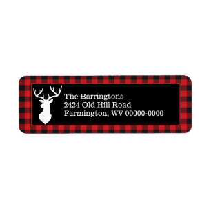Black and Red Buffalo Check with Deer Silouette Label