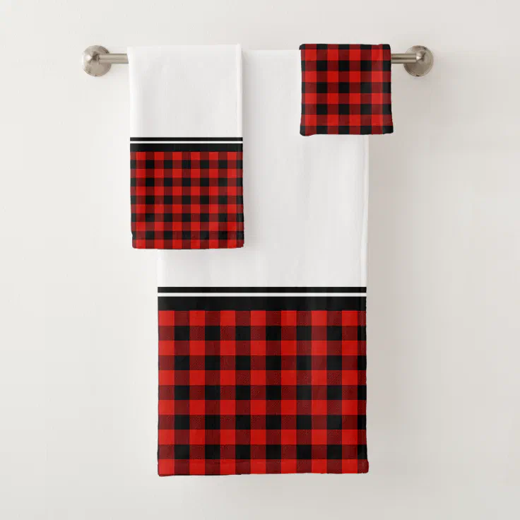 Black and Red Buffalo Plaid Bath Towel Set Zazzle