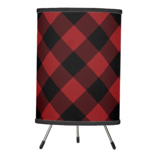 Black and Red Buffalo Plaid Checked Lamp