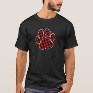 Black and Red Buffalo Plaid Dog Paw Print for Chri T-Shirt