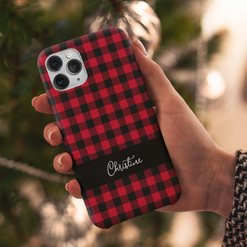 Black And Red Buffalo Plaid Personalized  Case-mate Iphone 14 Case by nadil2 at Zazzle