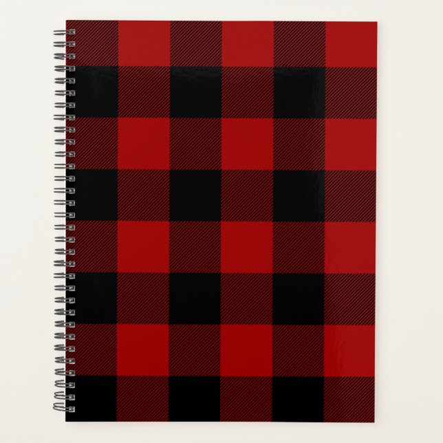 Black and Red Buffalo Plaid  Planner (Front)