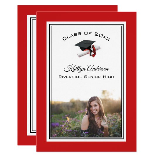 Black and Red Cap & Tassel | Photo Graduation Invitation | Zazzle.com