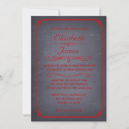 Black and Red Chalkboard Wedding Invitations
