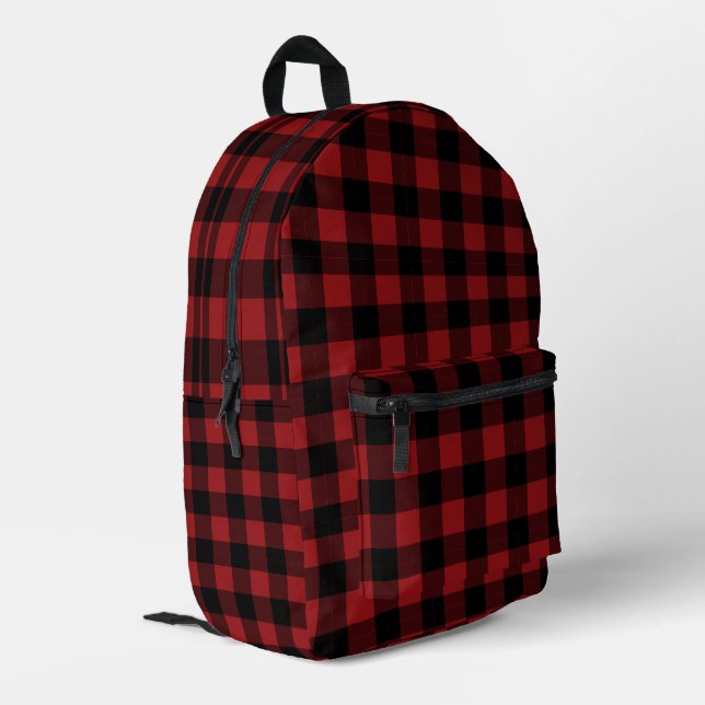 Black and Red Check Backpack (Back Corner Left)