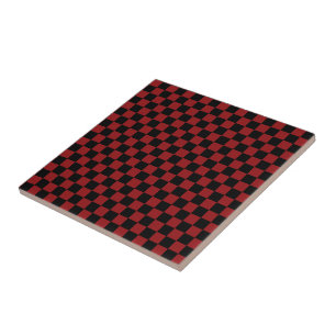 Black and Red Check Ceramic Tile