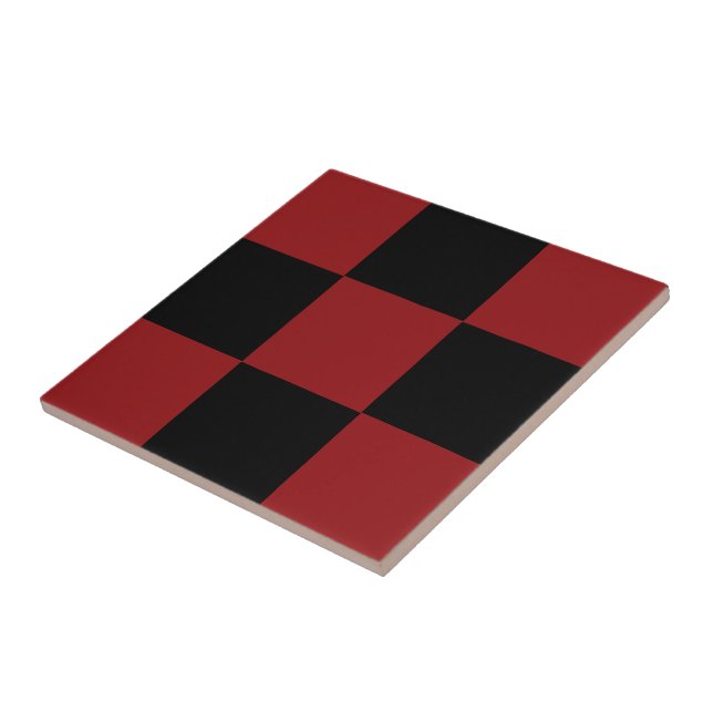 Black and Red Check Ceramic Tile Modern (Side)