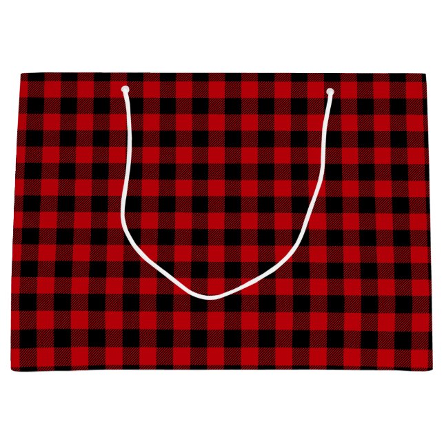 Black and Red Check Pattern Large Gift Bag (Front)