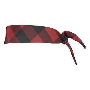 Black and Red Check Tie Headband