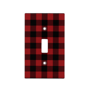 Black and Red Checked Light Switch Cover