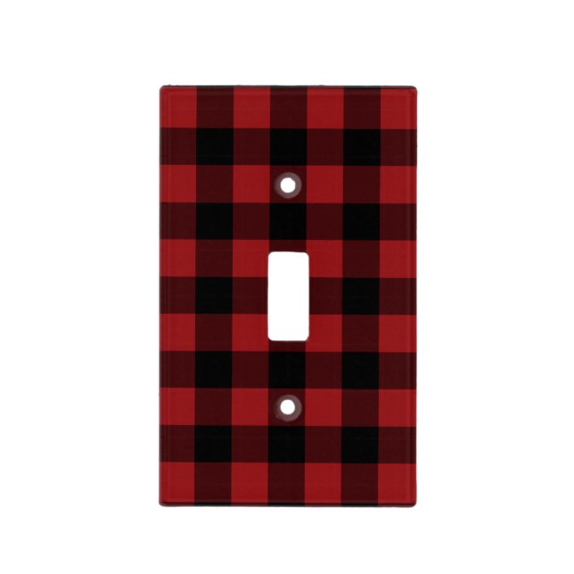 Black and Red Checked Light Switch Cover (Front)