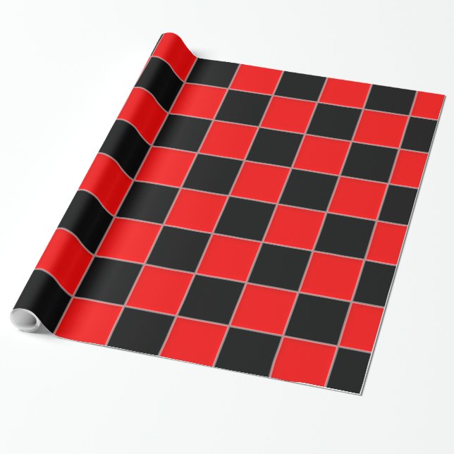 Black and Red Checker Wrapping Paper (Unrolled)