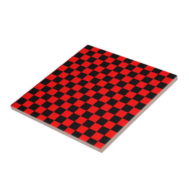 Black and Red Checkerboard Ceramic Tile (Side)