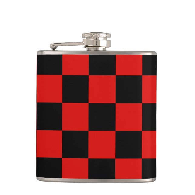 Black and red checkerboard - Milan Hip Flask (Front)