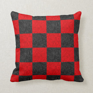 Black and Red Checkerboard Pattern Pillow 16"x16"