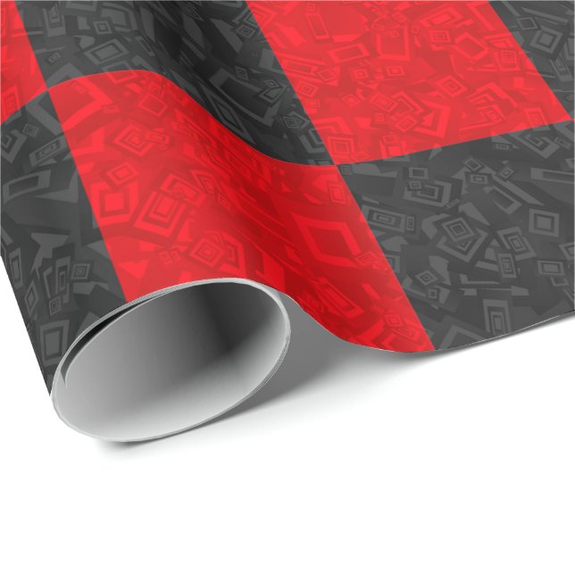Black and Red Checkerboard Wrapping Paper (Roll Corner)