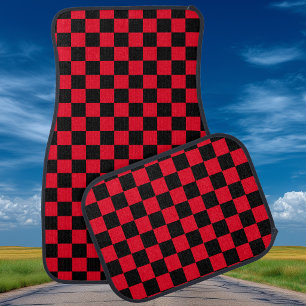 Black and Red Checkered Car Floor Mat