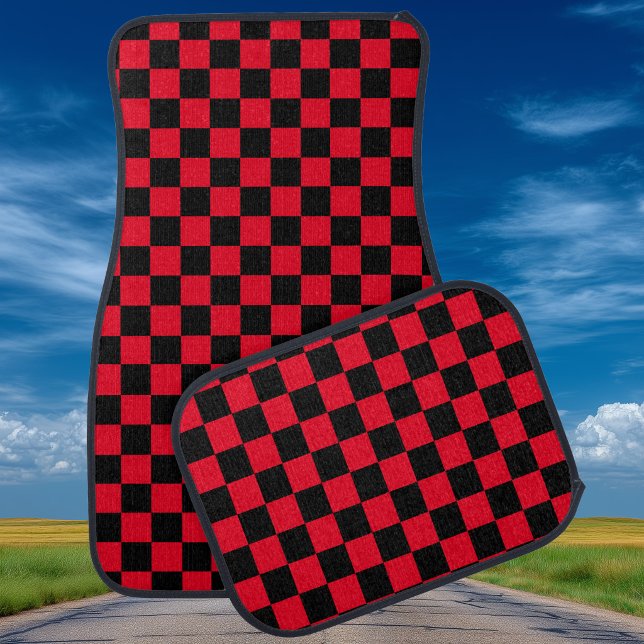 Black and Red Checkered Car Floor Mat (Black and Red Checkered Car Floor Mat)