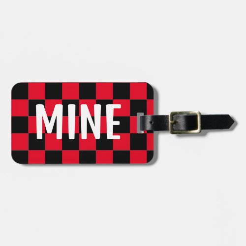 Black and Red Checkered Mine Luggage Tag