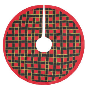 Black and Red Checkered Pattern Brushed Polyester Tree Skirt