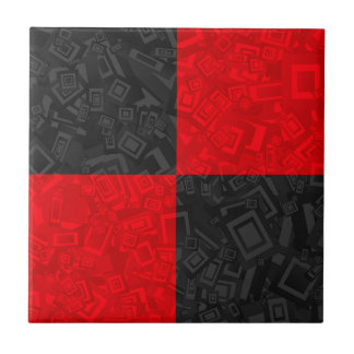 Black and Red Checkered Pattern Small Ceramic Tile