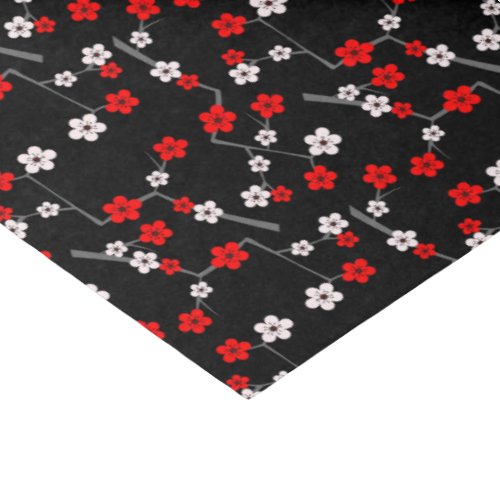 Black and Red Cherry Blossom Pattern Tissue Paper