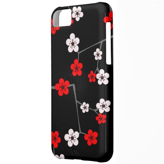 Black and Red Cherry Blossom Print Case-Mate iPhone Case (Back Left)