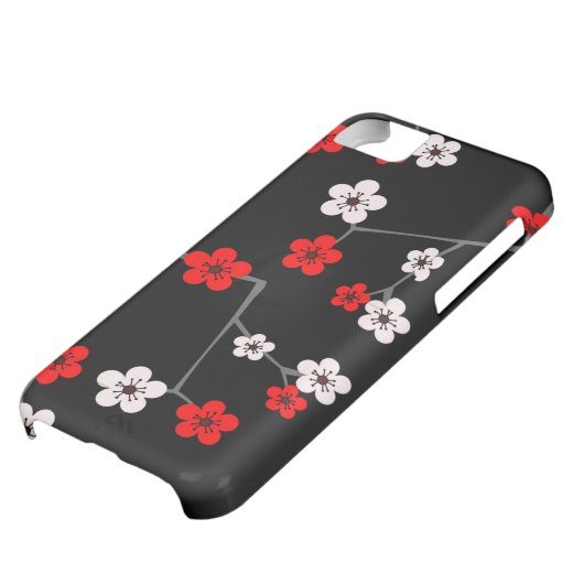 Black and Red Cherry Blossom Print Case-Mate iPhone Case (Bottom)