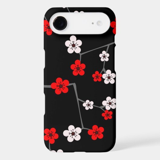 Black and Red Cherry Blossom Print Case-Mate iPhone Case (Back)