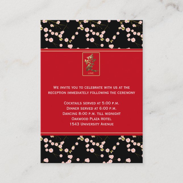 Black and Red Cherry Blossoms Enclosure Card (Front)