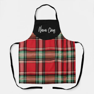Black and Red Christmas Plaid Nana Claus Apron