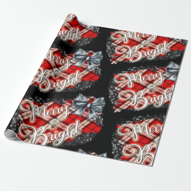 Black and Red Christmas  Wrapping Paper (Unrolled)