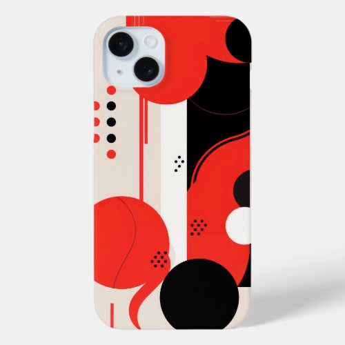 Black and red circles and shapes iPhone 15 plus case