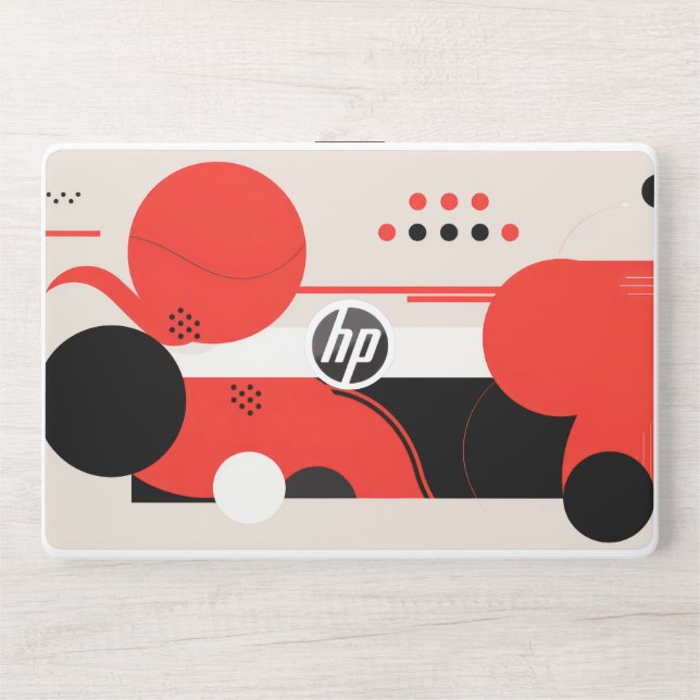Black and red circles and shapes HP laptop skin (Front)