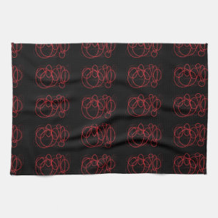 Black and Red circles sticker Kitchen Towel