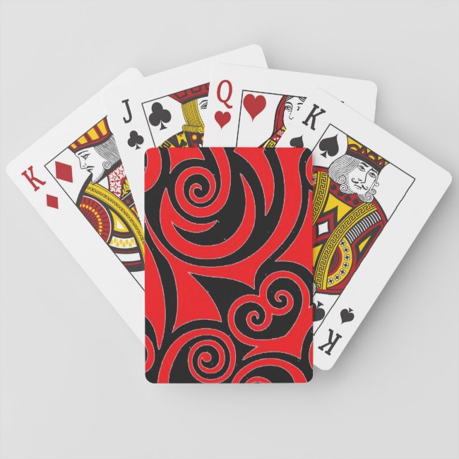 Black and Red Circular Pattern Playing Cards