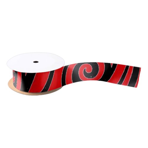 Black and Red Circular Pattern Satin Ribbon