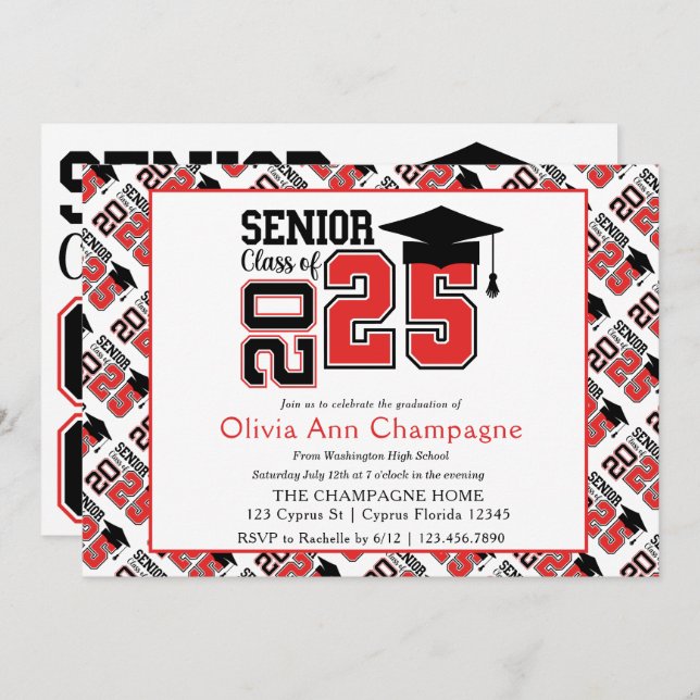 Black and Red Class of 2025 Card (Front/Back)