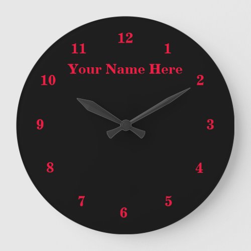 Black and Red Clock with Custom Text and Colors