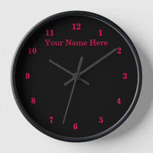 Black and Red Clock with Custom Text and Colors