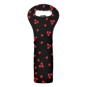 Black and Red Clovers Wine Bag