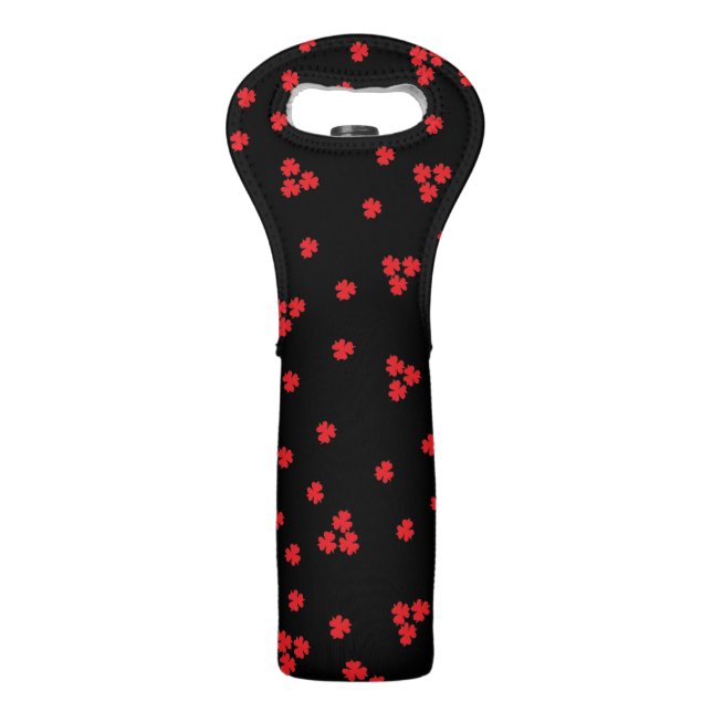 Black and Red Clovers Wine Bag (Front)