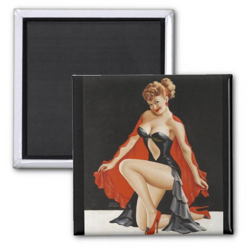 Black and Red Color Pin Up Art Magnet