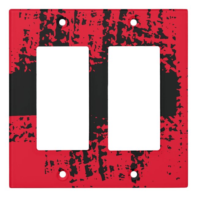 Black And Red Contemporary Abstract Light Switch Cover (Front)