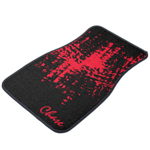 Black And Red Cool Set Of Abstract Car Floor Mats