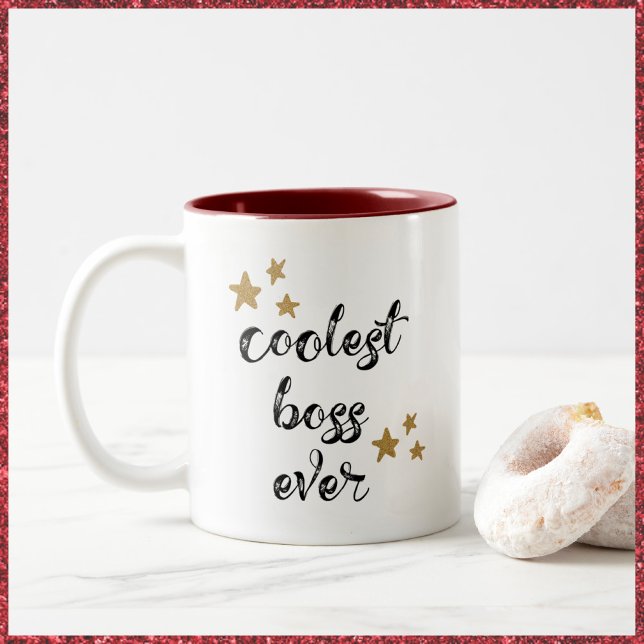 Black and Red Coolest Boss Ever  Two-Tone Coffee M Mug (Creator Uploaded)