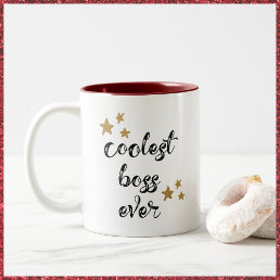 Black and Red Coolest Boss Ever  Two-Tone Coffee M Two-Tone Coffee Mug