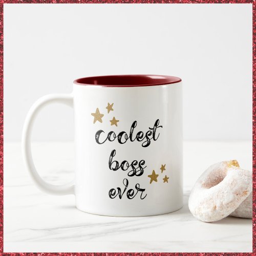 Black and Red Coolest Boss Ever  Two_Tone Coffee M Two_Tone Coffee Mug