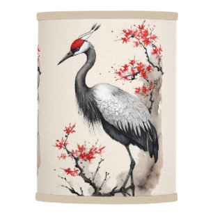 Black and Red Crane Lamp Shade